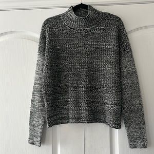 John + Jenn Black and White Marled Turtleneck Sweater